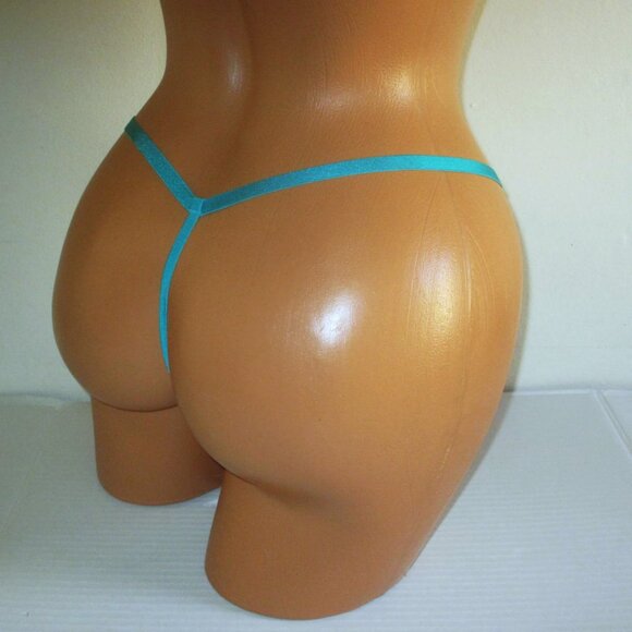 VICTORIA SECRET Dream Angels Lace Mesh V-String Thong Panty S Bright Green Aqua - Picture 2 of 4